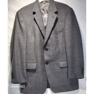 Gianfranco Ruffini Blazer Jacket 100% Lambswool‎ Houndstooth Gray Black 40 short